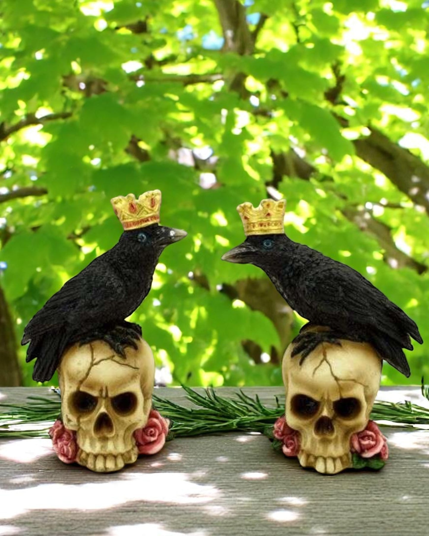 Crowned Crow on Skull & Roses