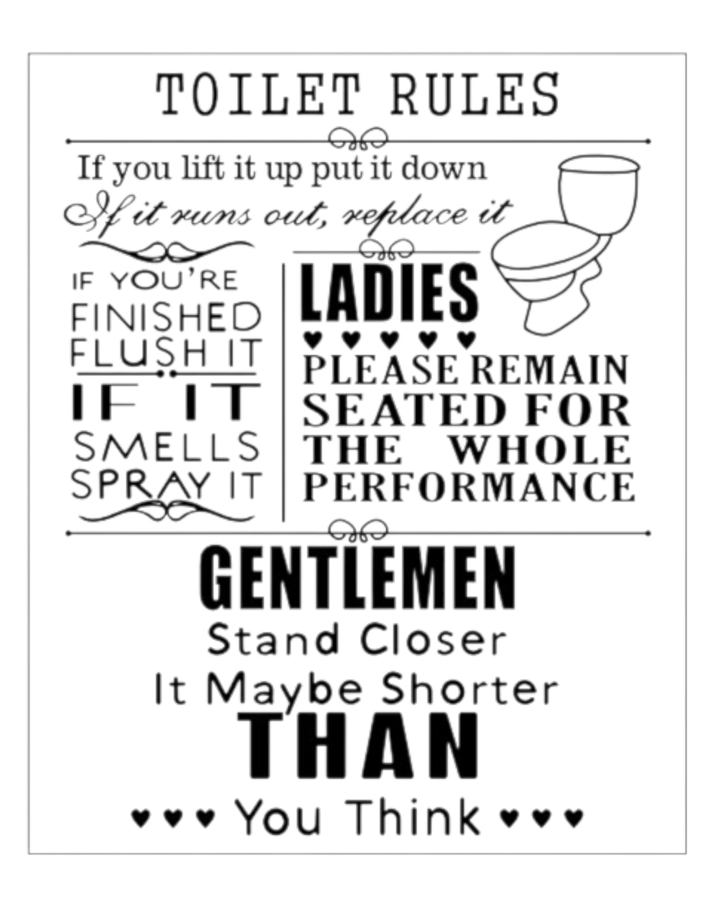 MDF Plaque Toilet Rules