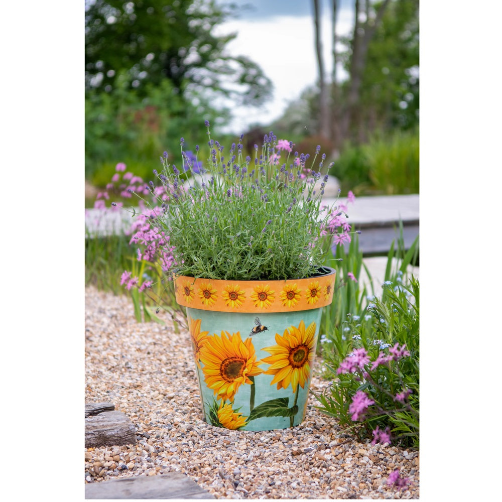 Plant Pot - Zest Watercolour Sunflower 22cm