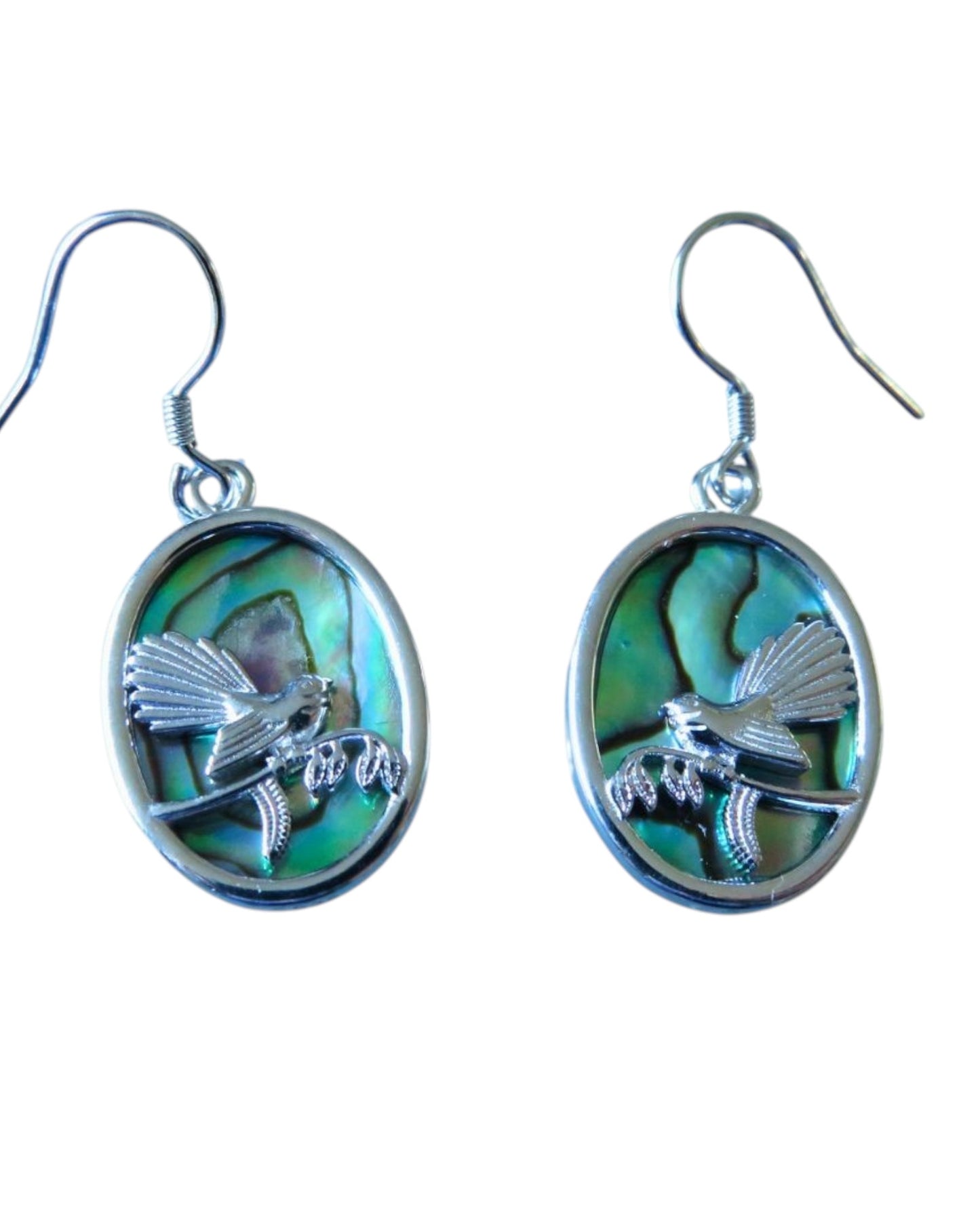 Fantail Sterling Silver with Paua Oval Drop Earrings