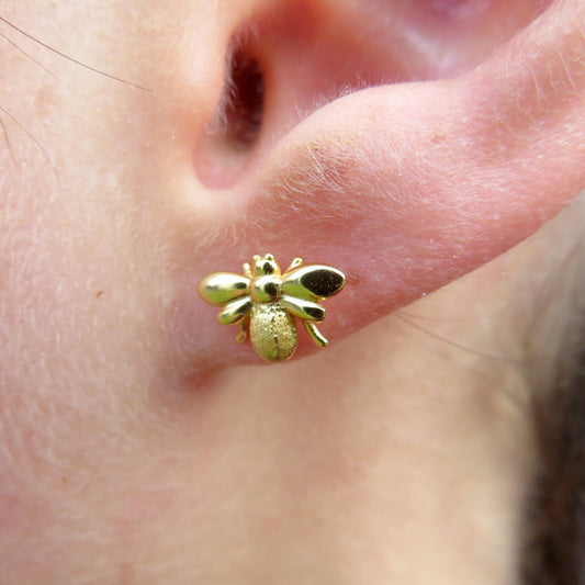 GOLD PLATED STERLING SILVER BEE STUD EARRINGS