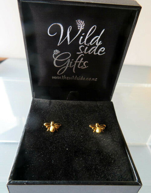 GOLD PLATED STERLING SILVER BEE STUD EARRINGS