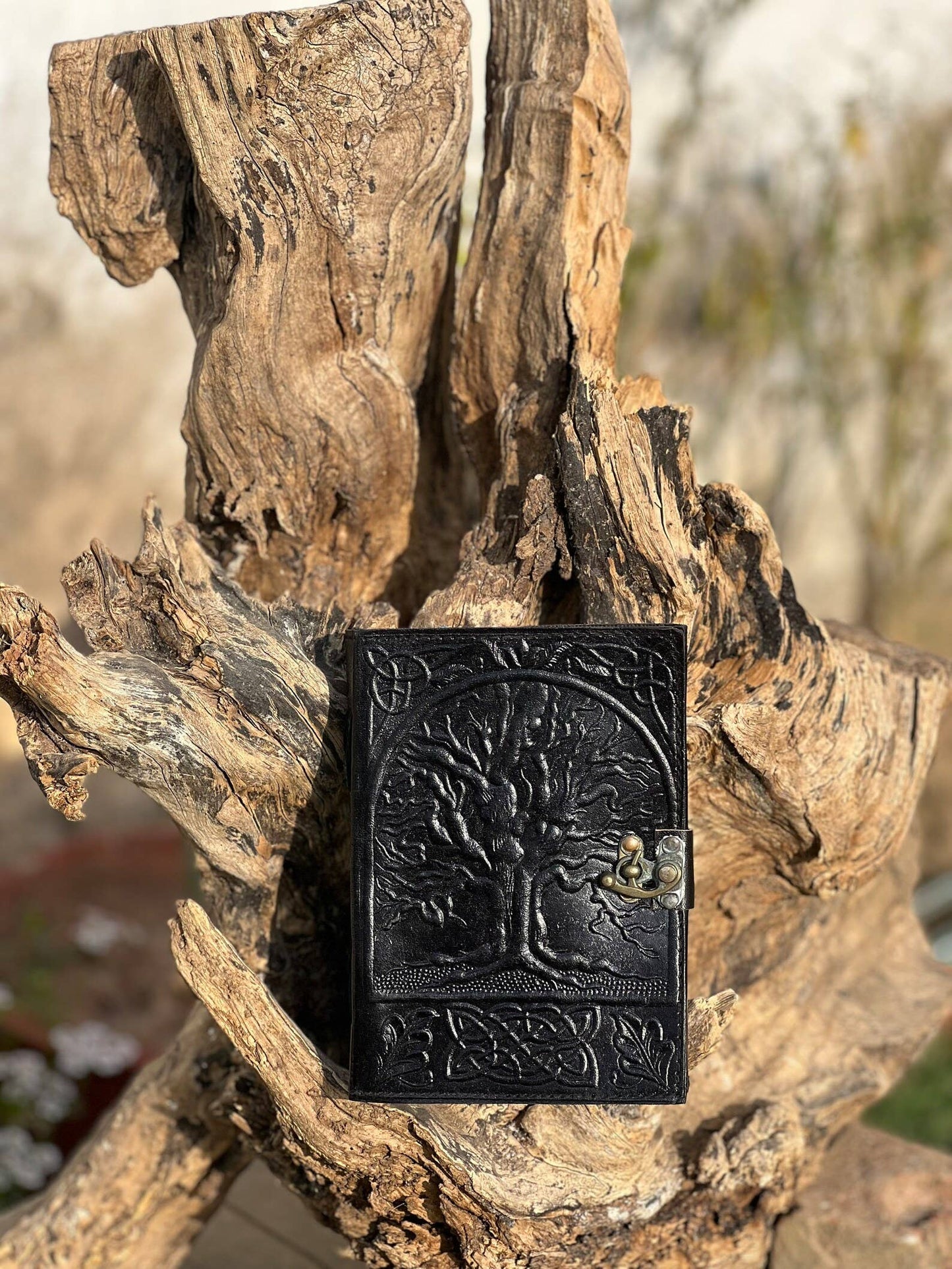 Leather Journal Notebook Tree Embossed Life of Tree: Black