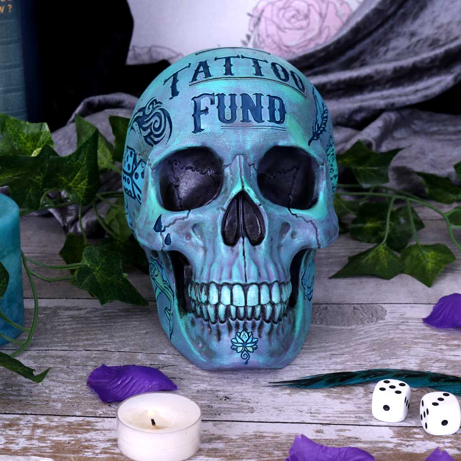 Nemesis Now Tattoo Skull - Fund Box Blue