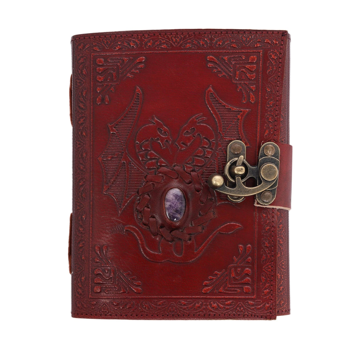 Leather Journal with Stone Dragon Embossed Travel Journal