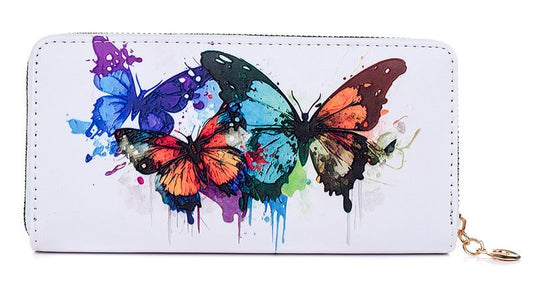 Painted ButterFly Zip Wallet