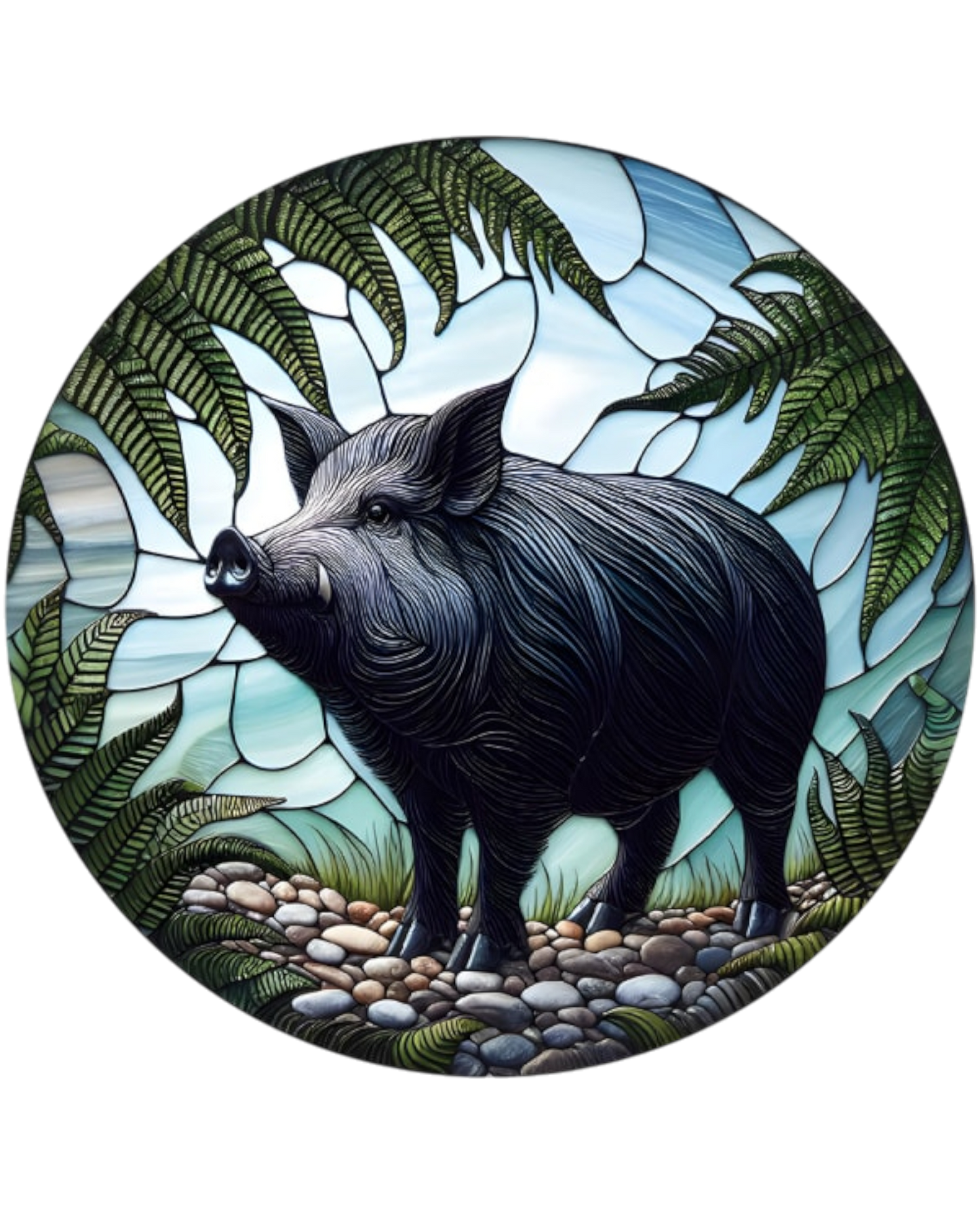 Wild Pig Stained Glass Hanger - NEW
