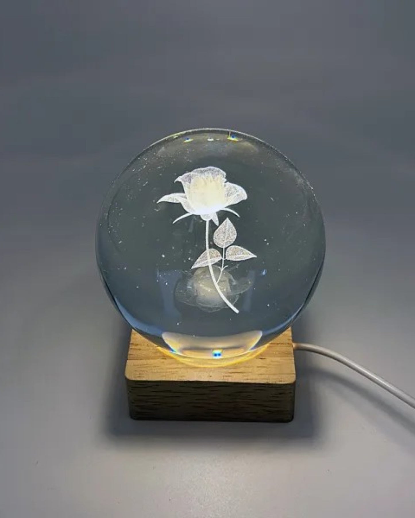 Rose Crystal Ball with Light