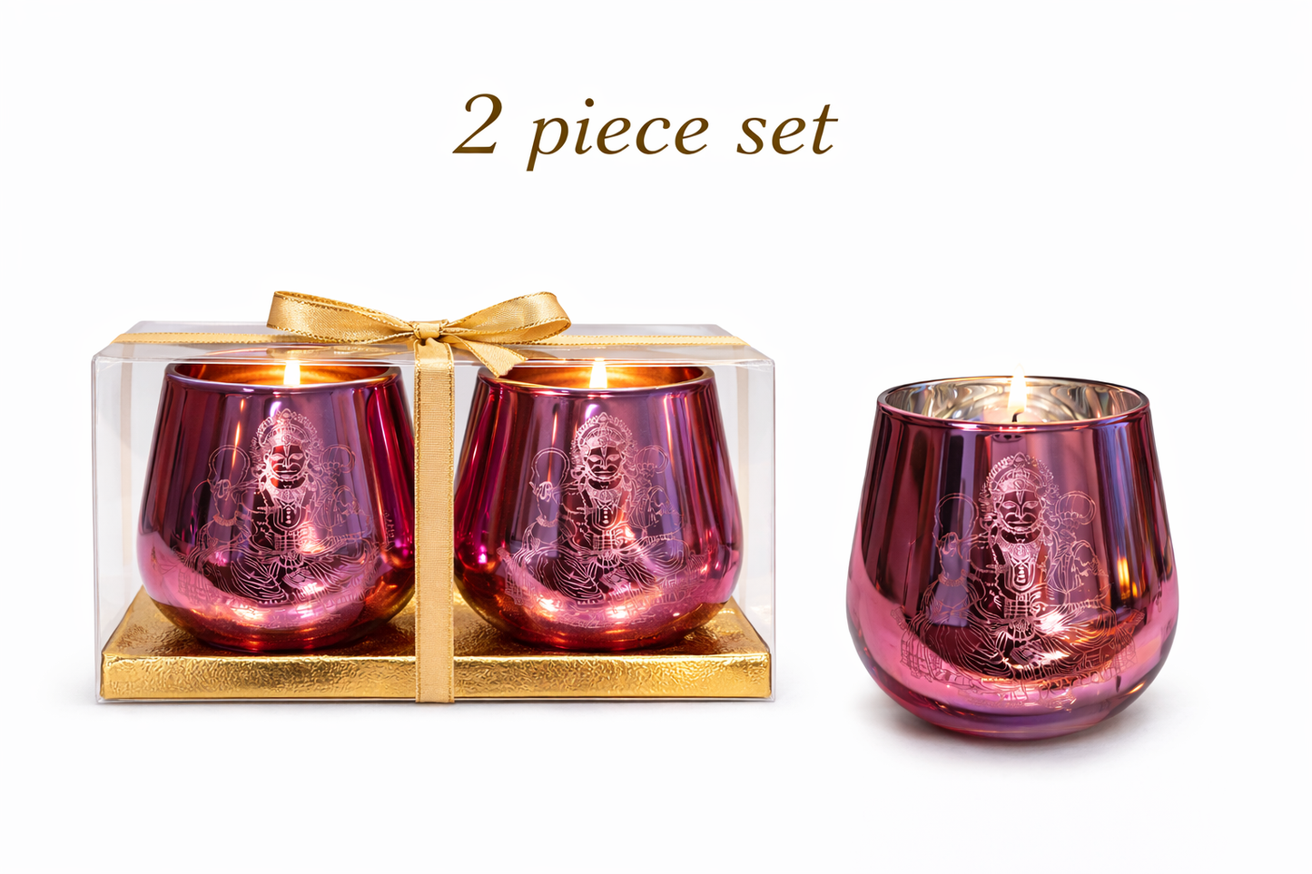 Candle Holder - Krishna (4 in., 2 pcs): Pink
