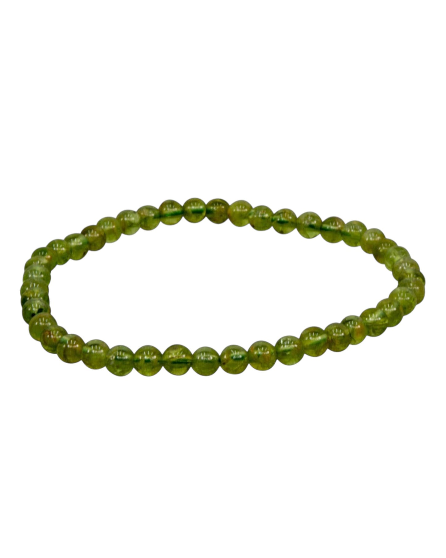 Elastic Bracelet 3-4mm Round Beads - Peridot