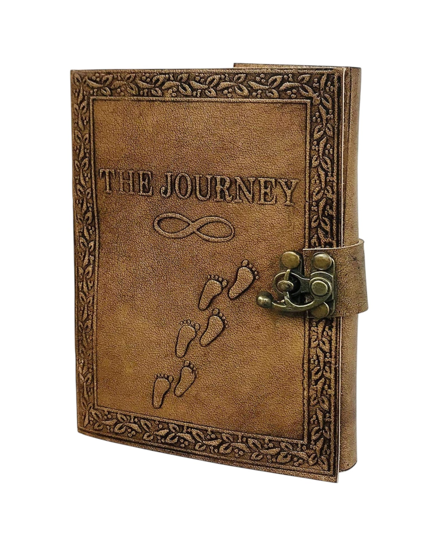 Embossed Leather Journal diary with 200 Handmade pages