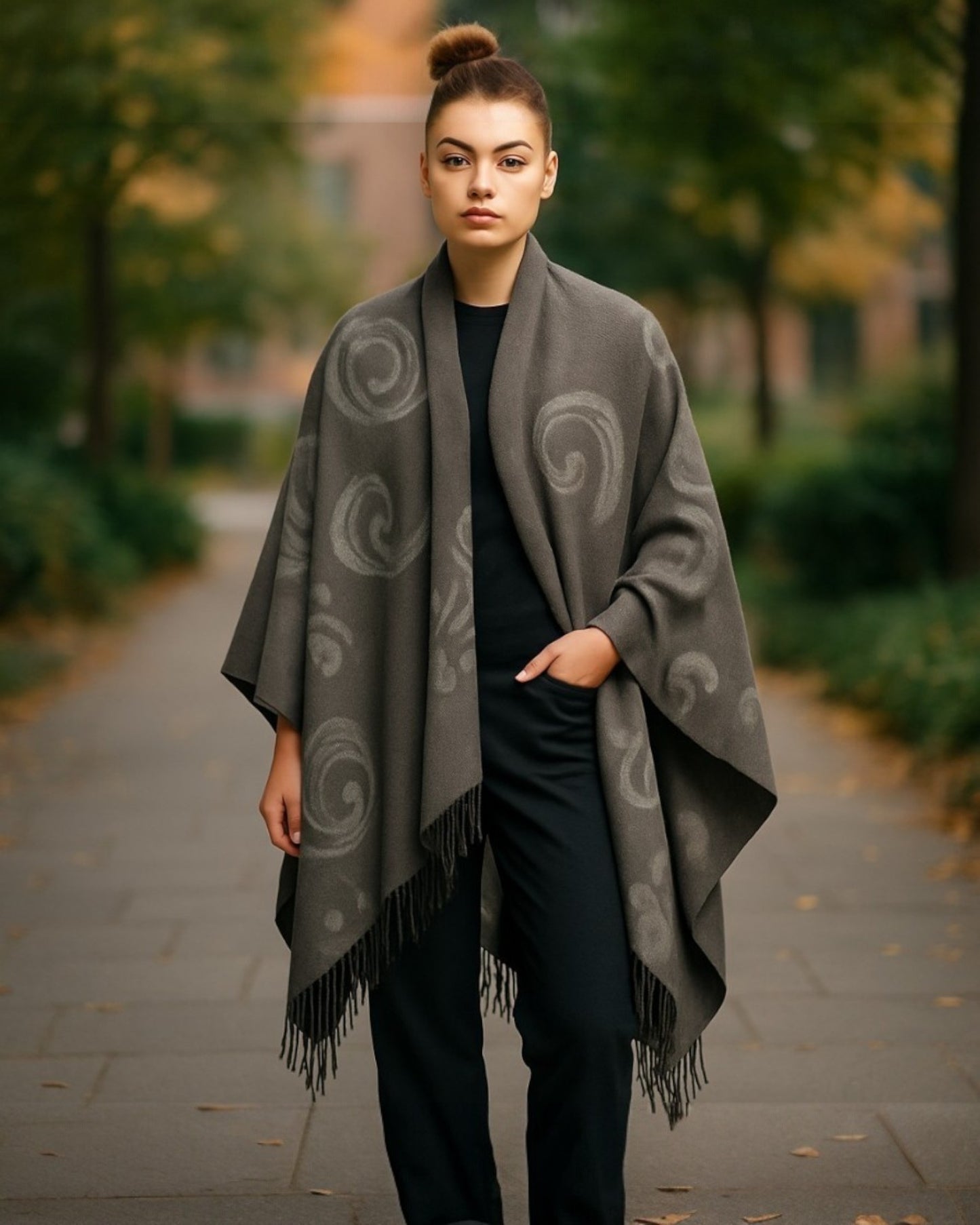 Cape with curls design Grey