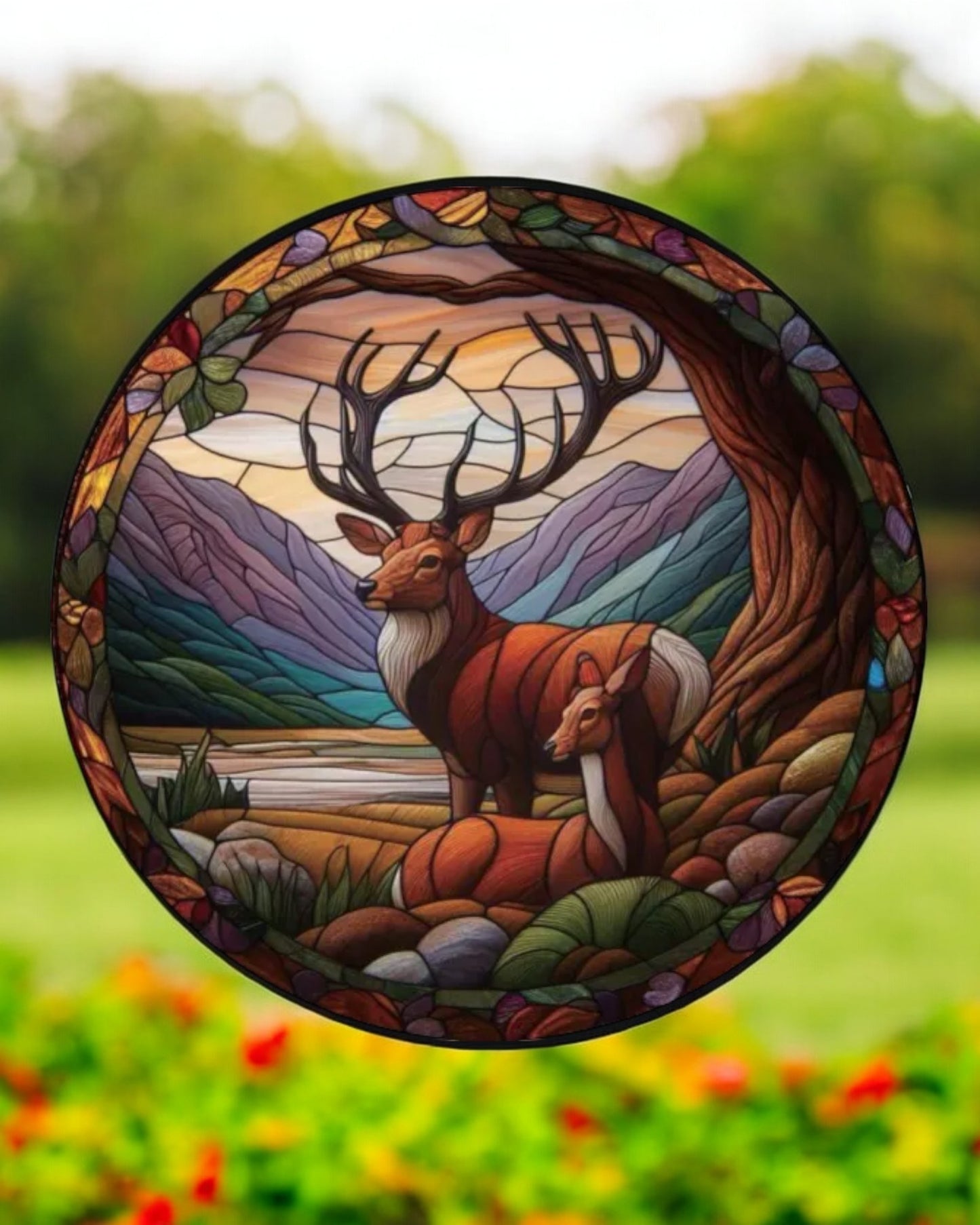 Deers Stained Glass Hanger