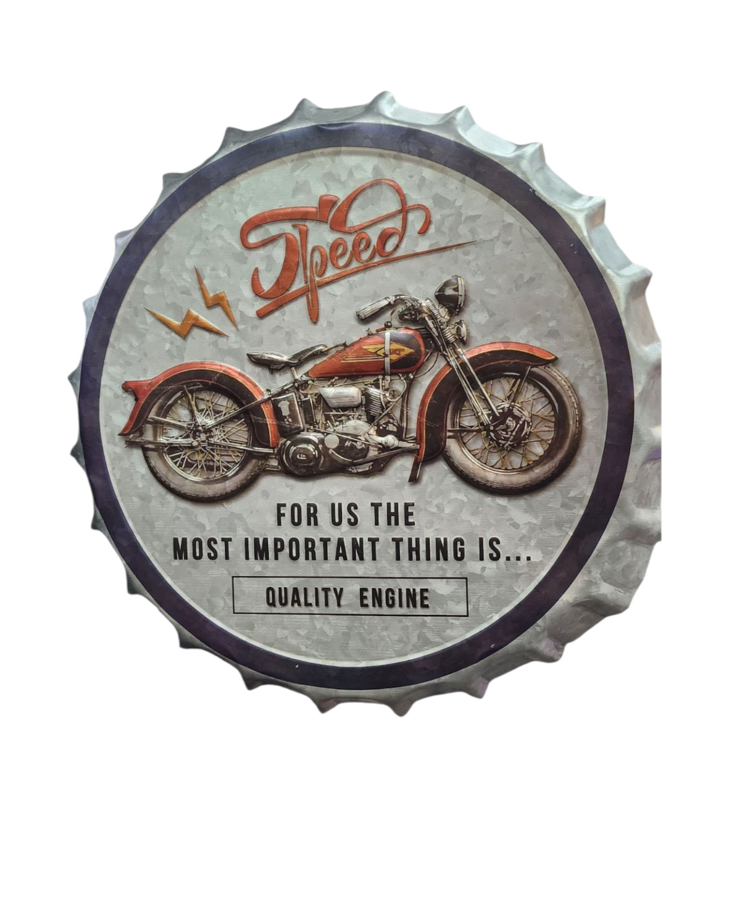Speed Motorbike Bottle Top Sign