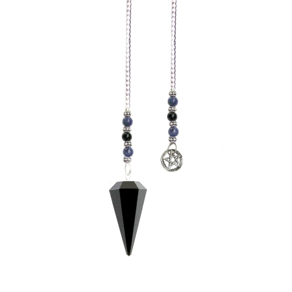 Pendulum Hexagonal Obsidian with Pentacle NEW!