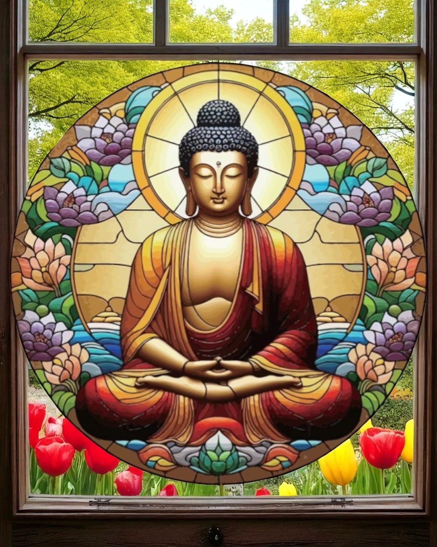 Buddha Stained Glass Hanger - NEW