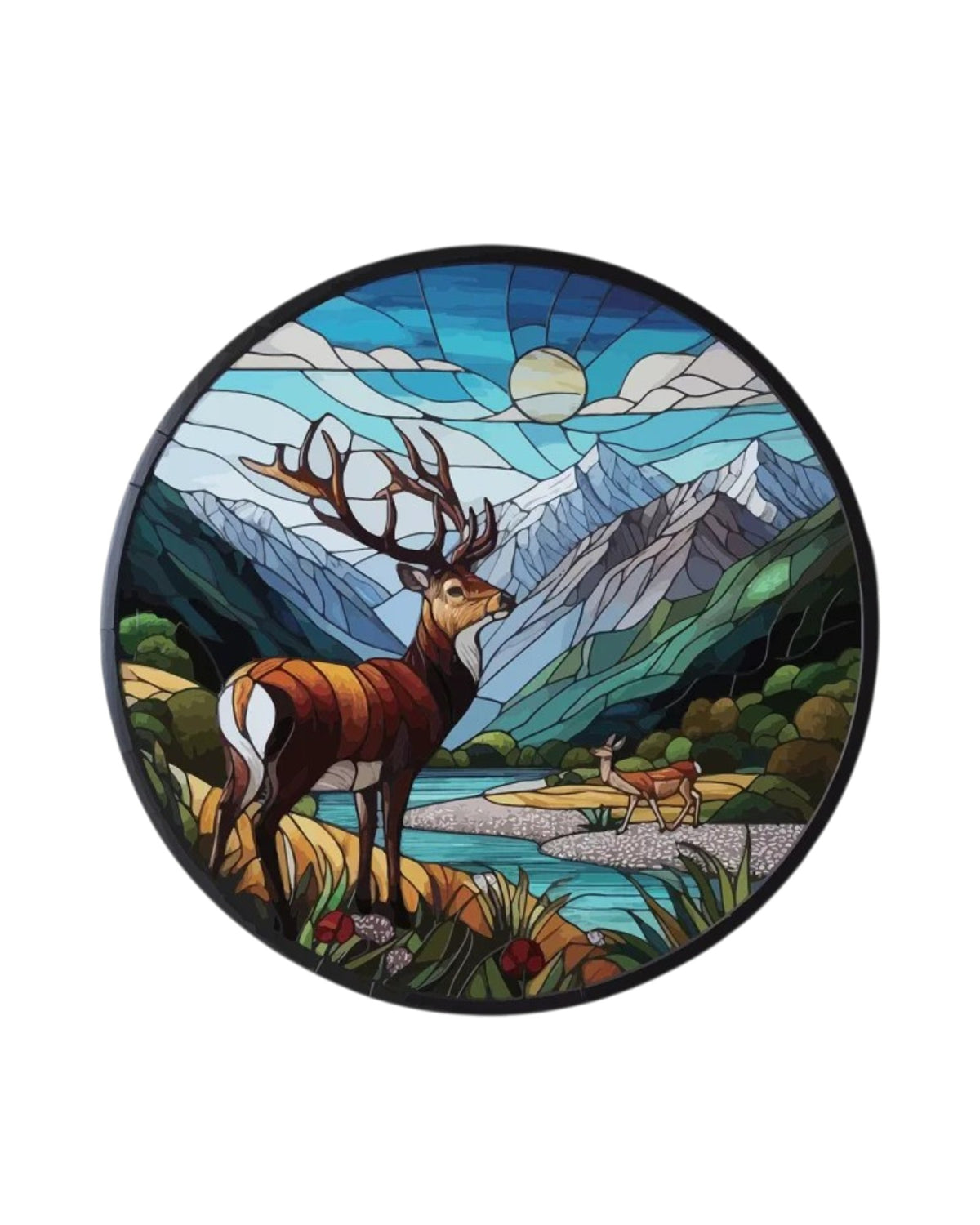 Deer Stained Glass Hanger ( 2 deer)