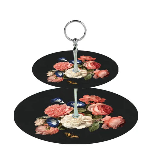 Flowers Two Tier Cake Stand