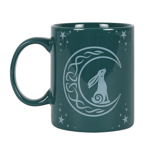 Moon Gazing Hare Green Ceramic Mug NEW!