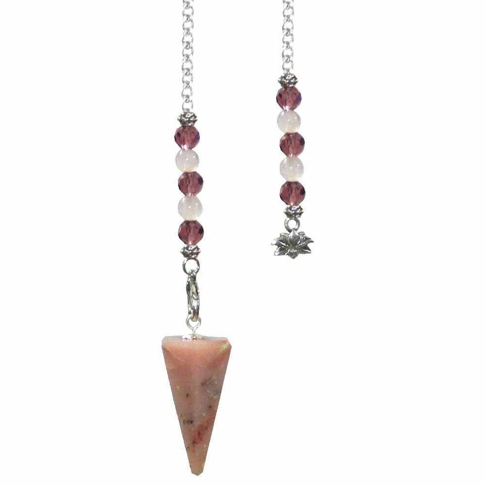 Pendulum Faceted Pink Opal Lotus NEW!