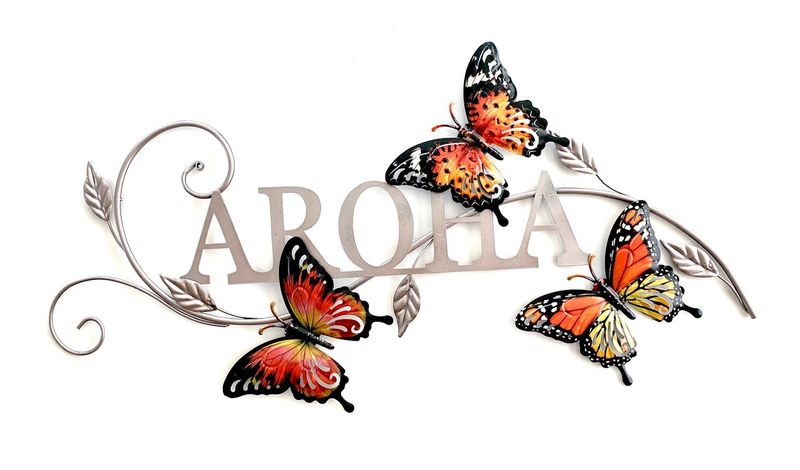 Metal Butterfly Aroha Wall Art