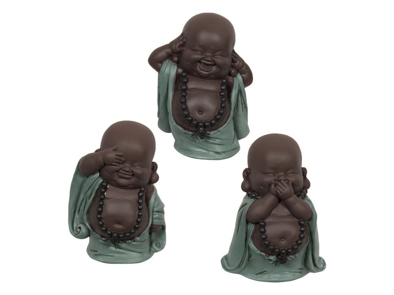Turquoise Hear/Speak/See Buddha