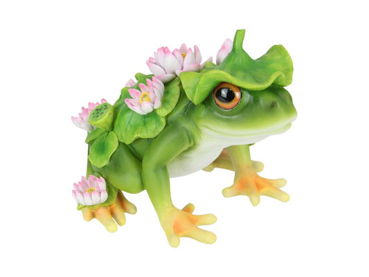 Green Frog with Flowers