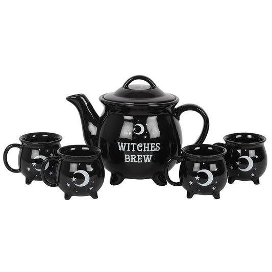 Witches Brew Ceramic Cauldron Tea Set NEW!