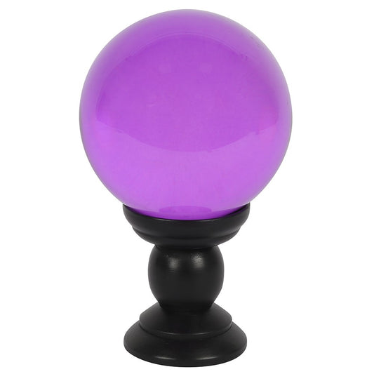 Purple Large Crystal Ball on Wooden Stand 130mm