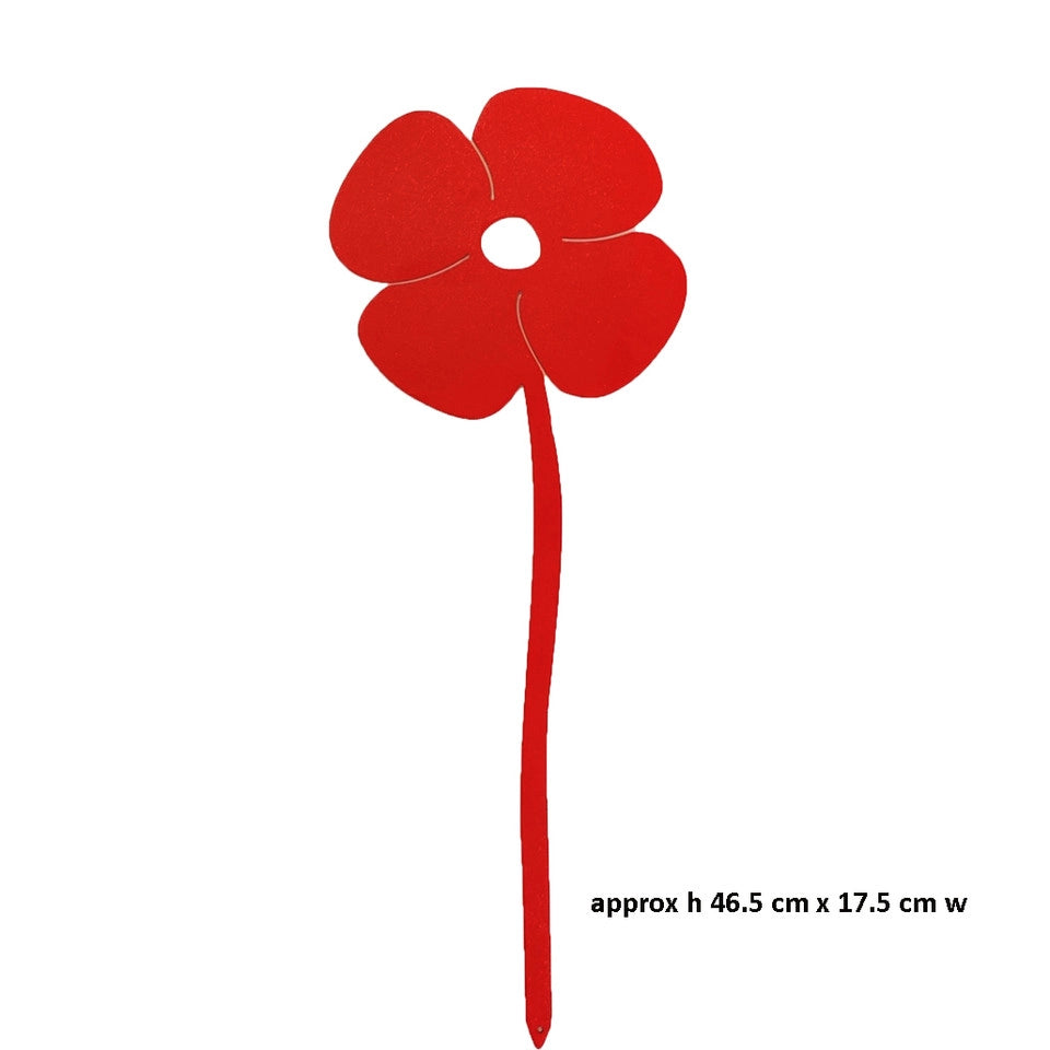 Poppy Red Steel Garden Art