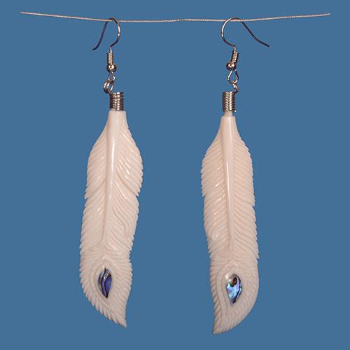 Bone Feather Styled with Paua Earrings