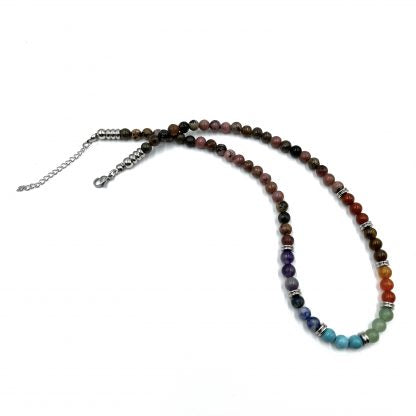 Rhodonite Chakra Necklace with Tumbled Stones