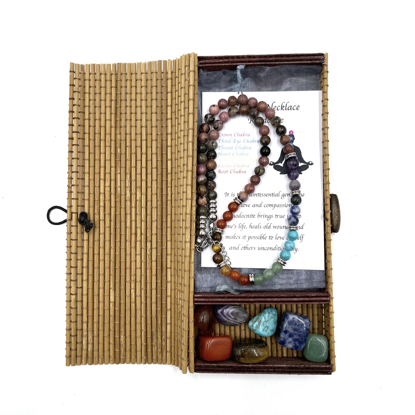 Rhodonite Chakra Necklace with Tumbled Stones