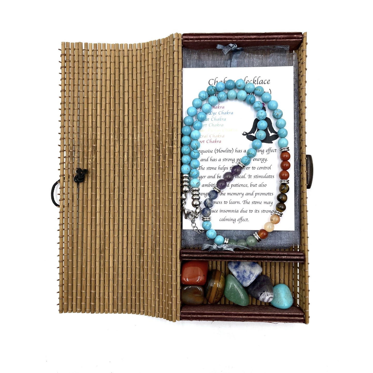 Turquoise ( Blue Howlite ) Chakra Necklace with Tumbled Stones