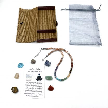 Red Veined White Onyx Chakra Necklace with Tumbled Stones