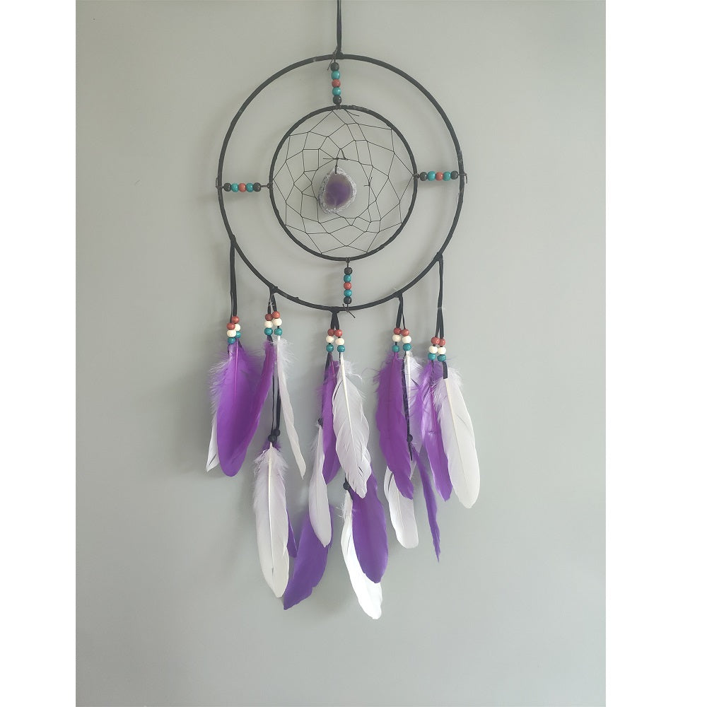 Purple Agate with Double Hoop Dreamcatcher 25cm