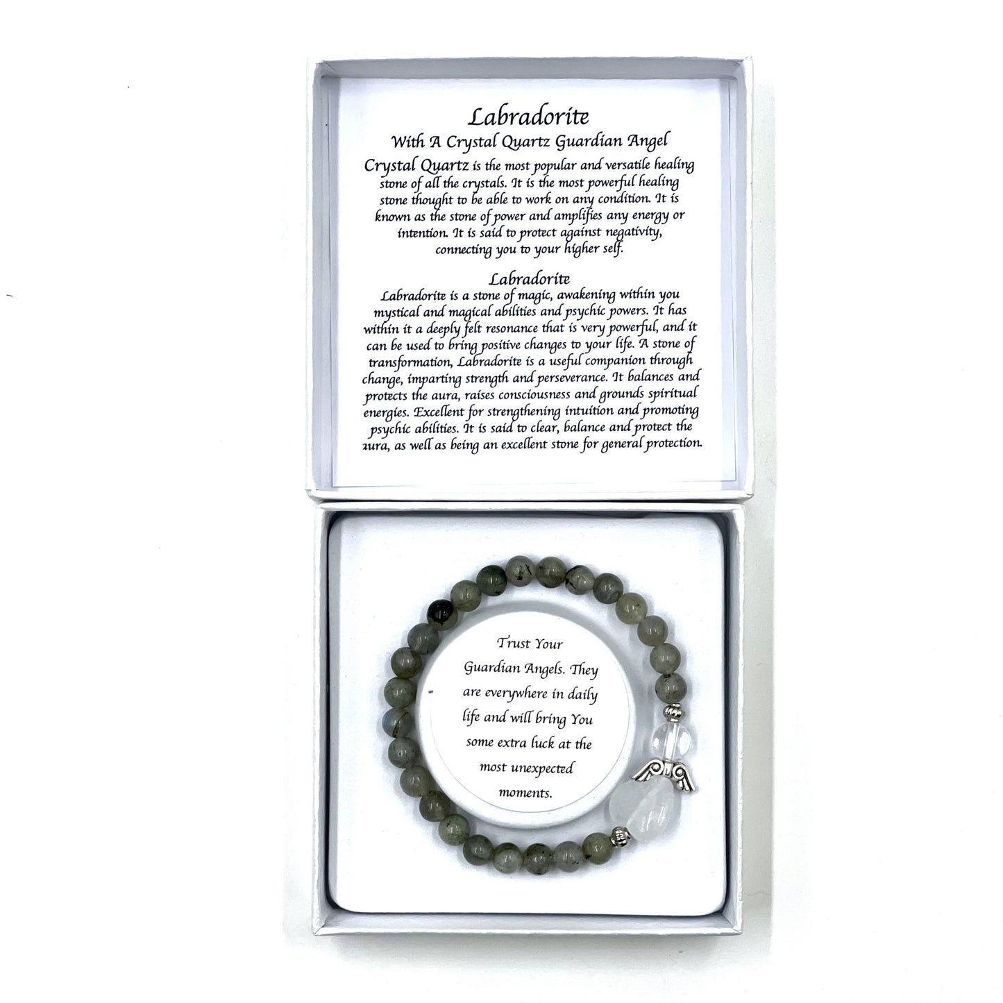 Labradorite Crystal Heart Guardian Angel Bracelet