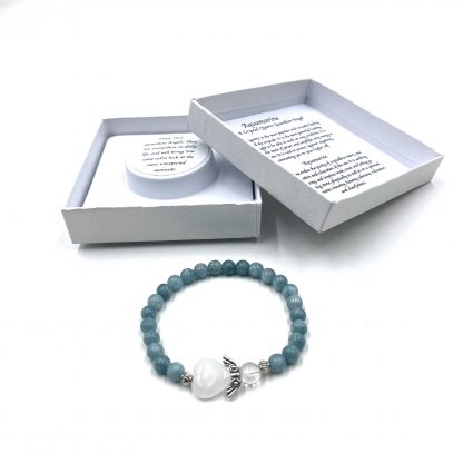Aquamarine Crystal Heart Guardian Angel Bracelet