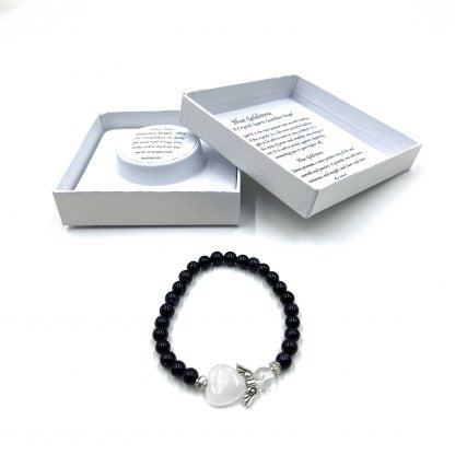 Blue Goldstone Crystal Heart Guardian Angel Bracelet