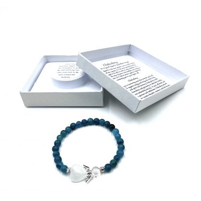 Chalcedony Crystal Heart Guardian Angel Bracelet