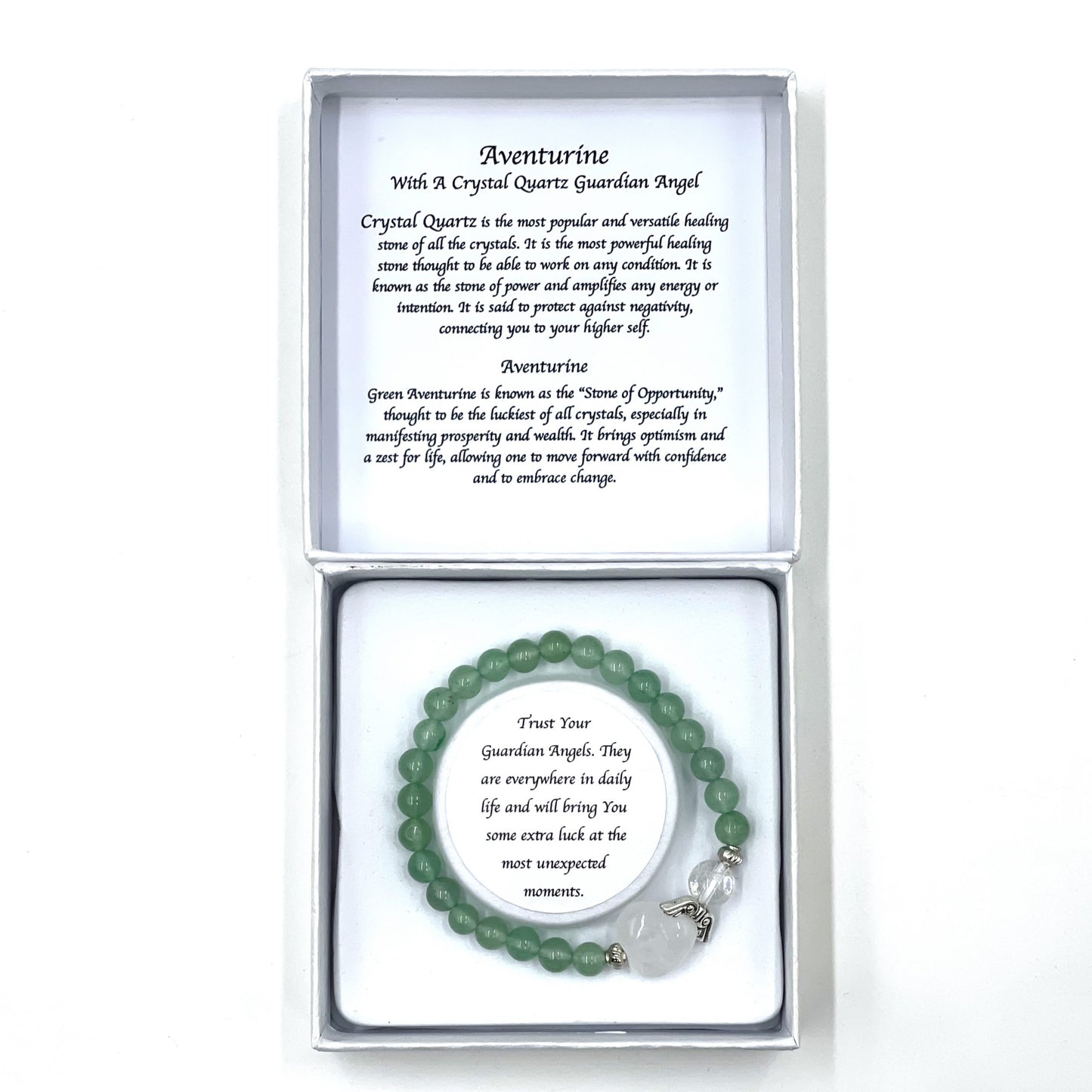 Aventurine Crystal Heart Guardian Angel Bracelet