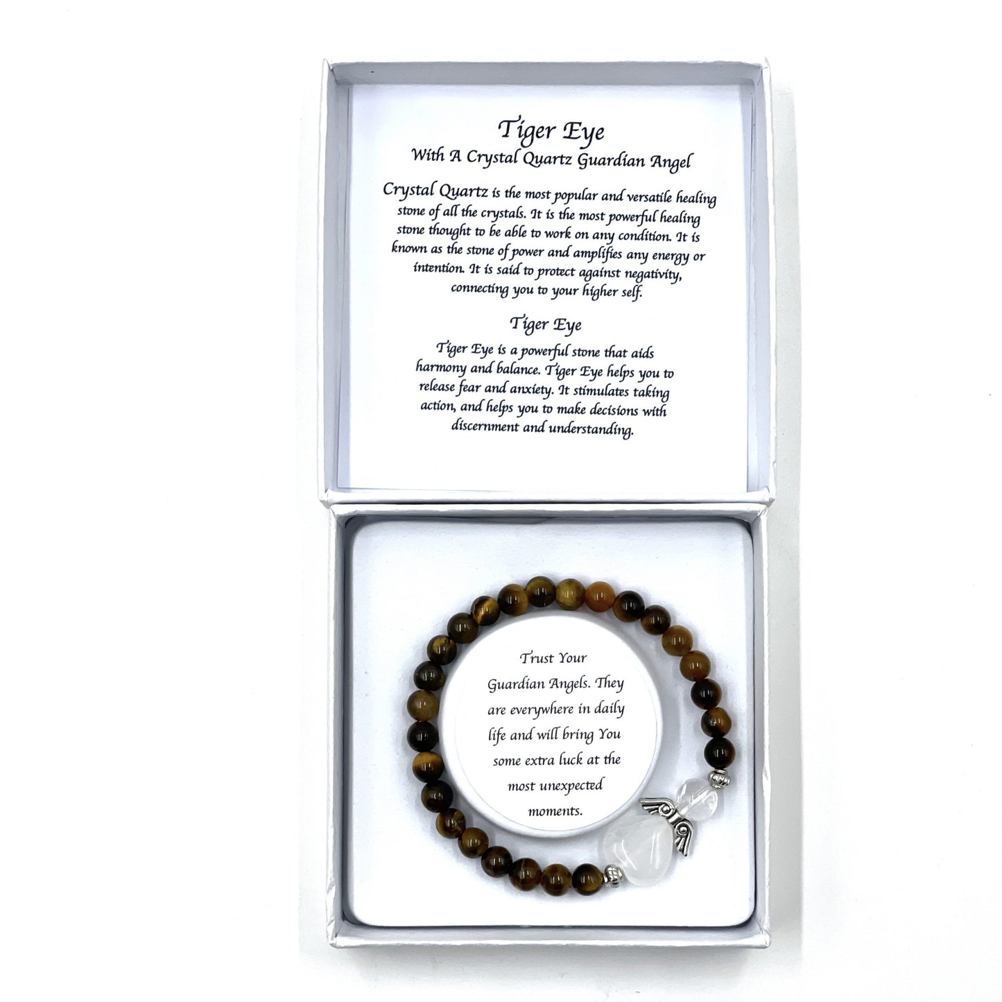Tiger Eye Crystal Heart Guardian Angel Bracelet