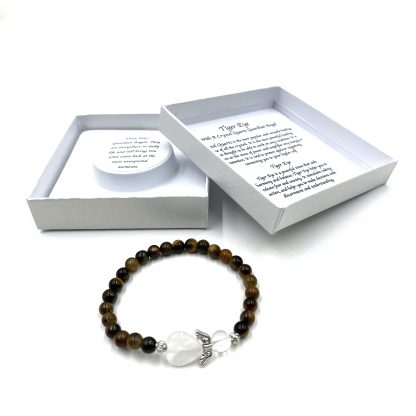 Tiger Eye Crystal Heart Guardian Angel Bracelet