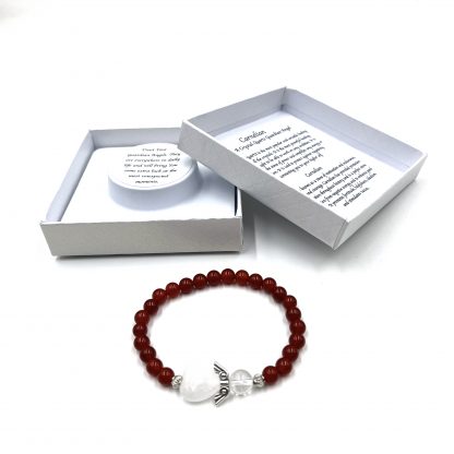 Carnelian Crystal Heart Guardian Angel Bracelet