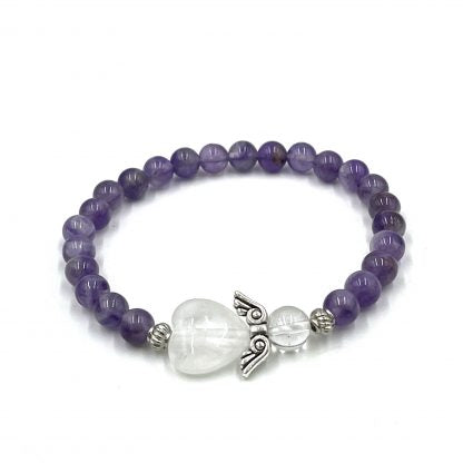 Amethyst Heart Guardian Angel Bracelet