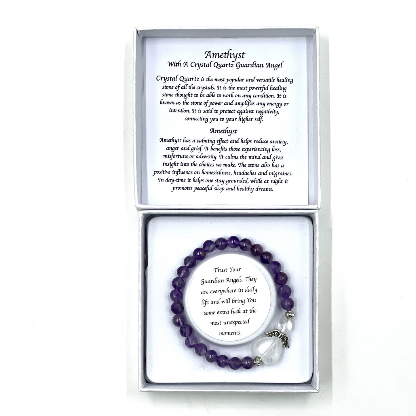 Amethyst Heart Guardian Angel Bracelet