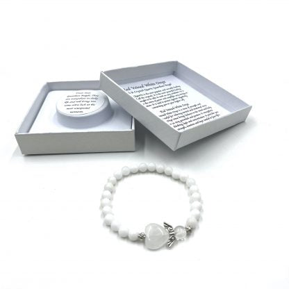 White Jade Crystal Heart Guardian Angel Bracelet