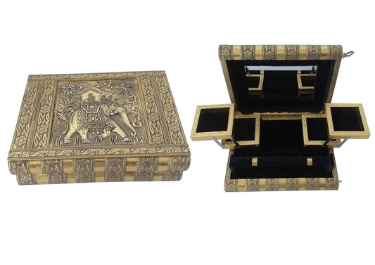 Jewellery Box Elephant Design Brass Finish