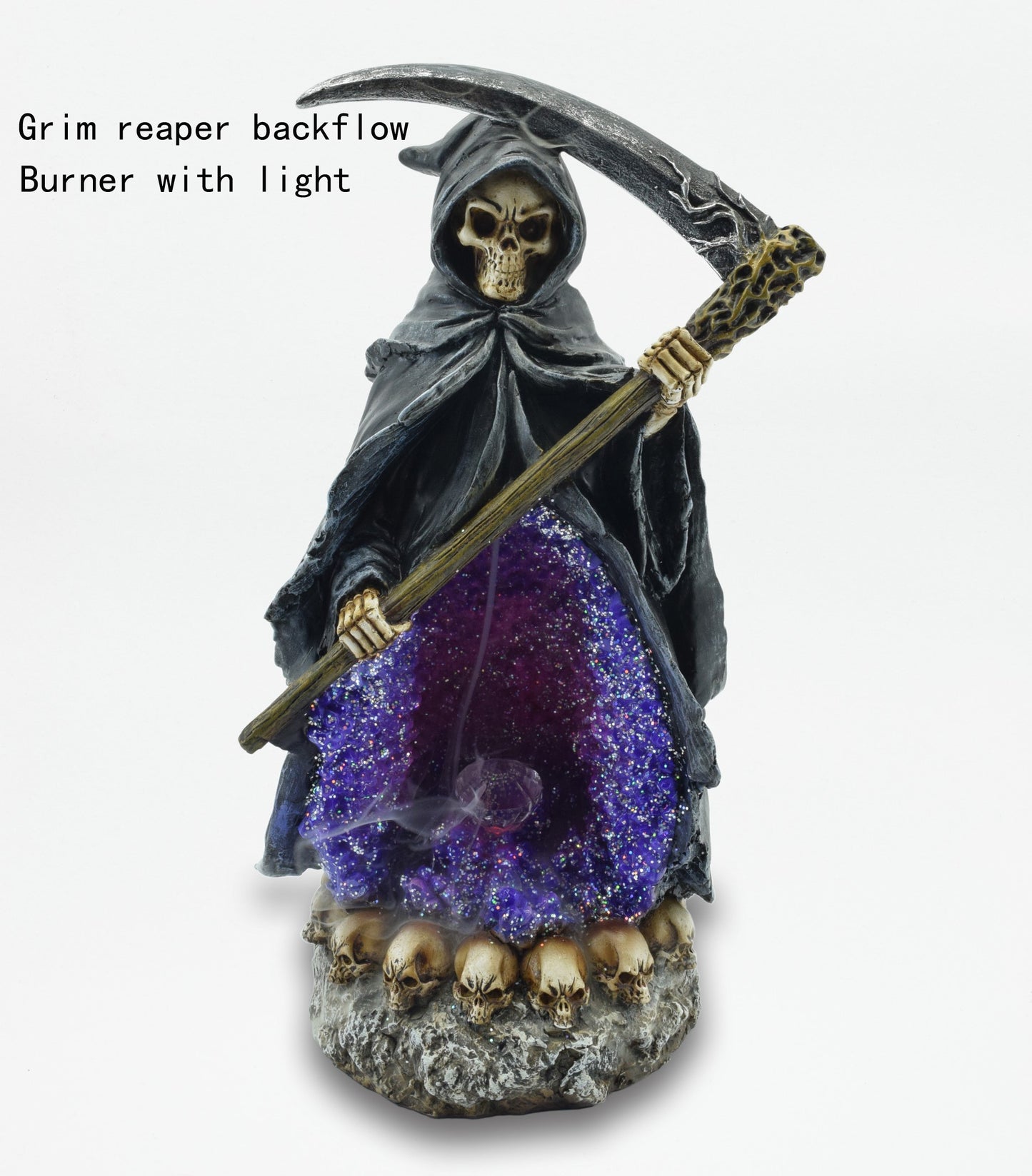 GRIM REAPER PURPLE CRYSTAL BACK FLOW BURNER W/LED