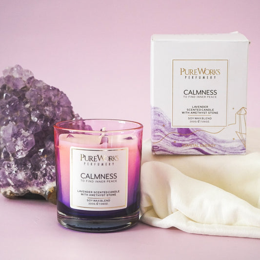 Calmness Lavender with Amethyst Crystal Energy Candles